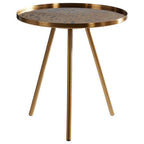 Gold Finish Round Glass Top Side Table with Splayed Metallic Legs | Corra