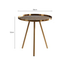Gold Finish Round Glass Top Side Table with Splayed Metallic Legs | Corra