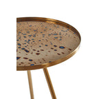 Gold Finish Round Glass Top Side Table with Splayed Metallic Legs | Corra