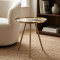 Gold Finish Round Glass Top Side Table with Splayed Metallic Legs | Corra