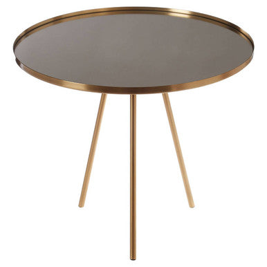 Gold Finish Mirrored Top Side Table with Minimal Iron Base | Corra