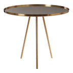 Gold Finish Mirrored Top Side Table with Minimal Iron Base | Corra