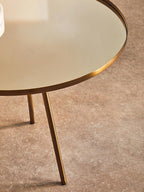 Gold Finish Mirrored Top Side Table with Minimal Iron Base | Corra