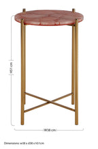 Gold and Pink Quartz Top Side Table with Gold Steel Cross Base | Vita