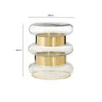 Gold Finish Side Table with Clear Circular Glass Sides and Steel Frame | Margot
