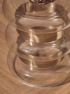 Gold Finish Side Table with Clear Circular Glass Sides and Steel Frame | Margot