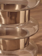 Gold Finish Side Table with Clear Circular Glass Sides and Steel Frame | Margot