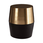 Black and Gold Copper Metallic Drum Side Table with Engraved Design | Margot