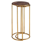 Amethyst Top Set of 2 Nesting Side Tables with Reflective Gold Finish Metal Frame | Vita