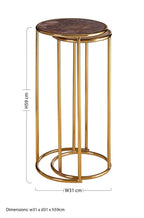 Amethyst Top Set of 2 Nesting Side Tables with Reflective Gold Finish Metal Frame | Vita