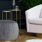 Amethyst Top Set of 2 Nesting Side Tables with Reflective Gold Finish Metal Frame | Vita