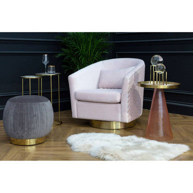 Amethyst Top Set of 2 Nesting Side Tables with Reflective Gold Finish Metal Frame | Vita