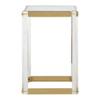 Clear Mirrored Top Side Table with Clear Acrylic Legs and Gold Finish Frame | Miley