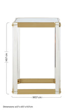 Clear Mirrored Top Side Table with Clear Acrylic Legs and Gold Finish Frame | Miley