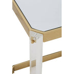Clear Mirrored Top Side Table with Clear Acrylic Legs and Gold Finish Frame | Miley