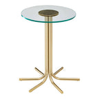 Clear Glass Top Side Table with Splayed Gold Finish Metal Base | Miley