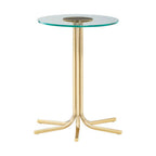 Clear Glass Top Side Table with Splayed Gold Finish Metal Base | Miley