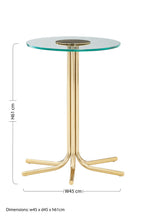 Clear Glass Top Side Table with Splayed Gold Finish Metal Base | Miley