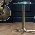 Clear Glass Top Side Table with Splayed Gold Finish Metal Base | Miley