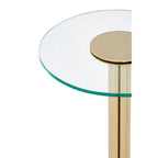 Clear Glass Top Side Table with Splayed Gold Finish Metal Base | Miley