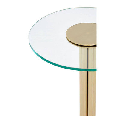 Clear Glass Top Side Table with Splayed Gold Finish Metal Base | Miley
