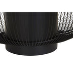 Black Glass Top Round Coffee Table with Matte Black Cylindrical Wireframe Base | Trento