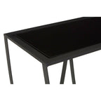 Black Glass Top Console Table with Black Iron Overlapping Curved Base | Trento