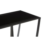 Black Glass Top Console Table with Black Iron Overlapping Curved Base | Trento