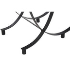 Black Glass Top Console Table with Black Iron Overlapping Curved Base | Trento