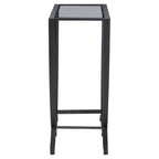Grey Glass Top Console Table with Black Iron Overlapping Curved Base | Trento