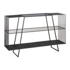 Grey Glass Console Table with Two Open Shelves and Black Metal Frame | Trento
