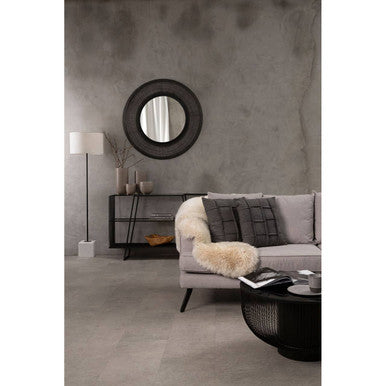 Grey Glass Console Table with Two Open Shelves and Black Metal Frame | Trento