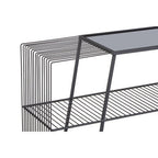 Grey Glass Console Table with Two Open Shelves and Black Metal Frame | Trento