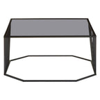 Grey Glass Top Coffee Table with Black Wireframe Design | Trento