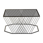 Grey Glass Top Coffee Table with Black Wireframe Design | Trento