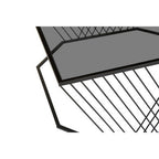 Grey Glass Top Coffee Table with Black Wireframe Design | Trento