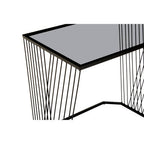 Set of 3 Smoky Grey Glass Tops Nesting Side Tables with Black Metal Wire Frames | Trento