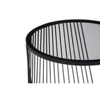 Set of 2 Grey Glass Top Nesting Side Tables with Black Metal Wire Frame | Trento