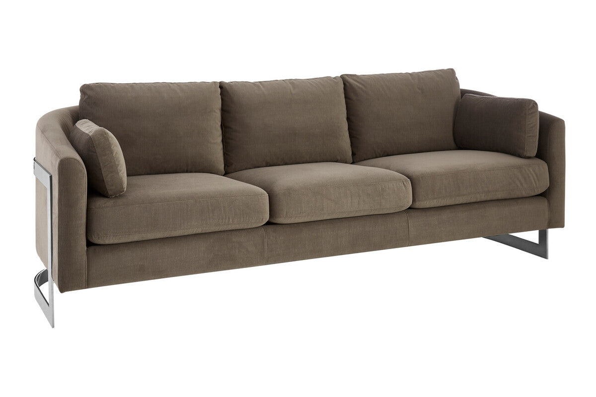 3 Seater Dark Grey Cotton Velvet Sofa | Freda