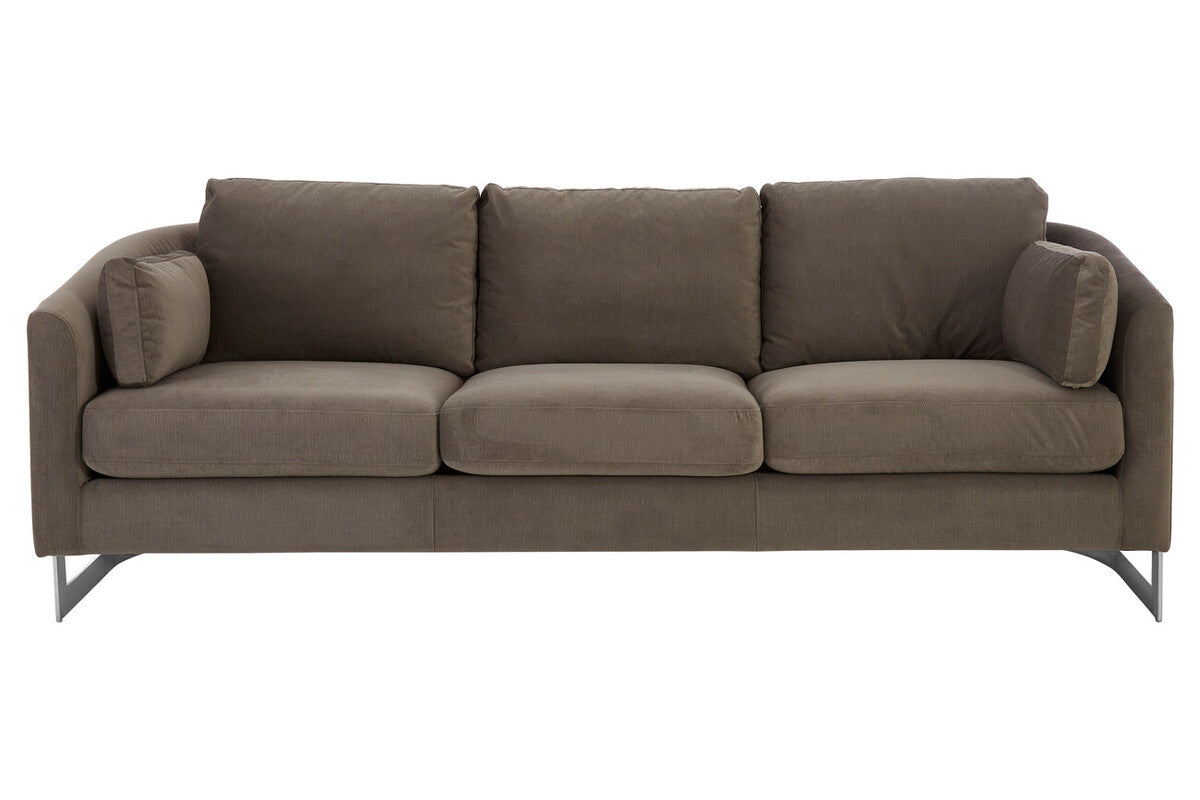 3 Seater Dark Grey Cotton Velvet Sofa | Freda