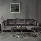 3 Seater Dark Grey Cotton Velvet Sofa | Freda