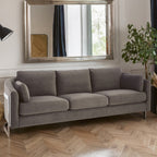 3 Seater Dark Grey Cotton Velvet Sofa | Freda