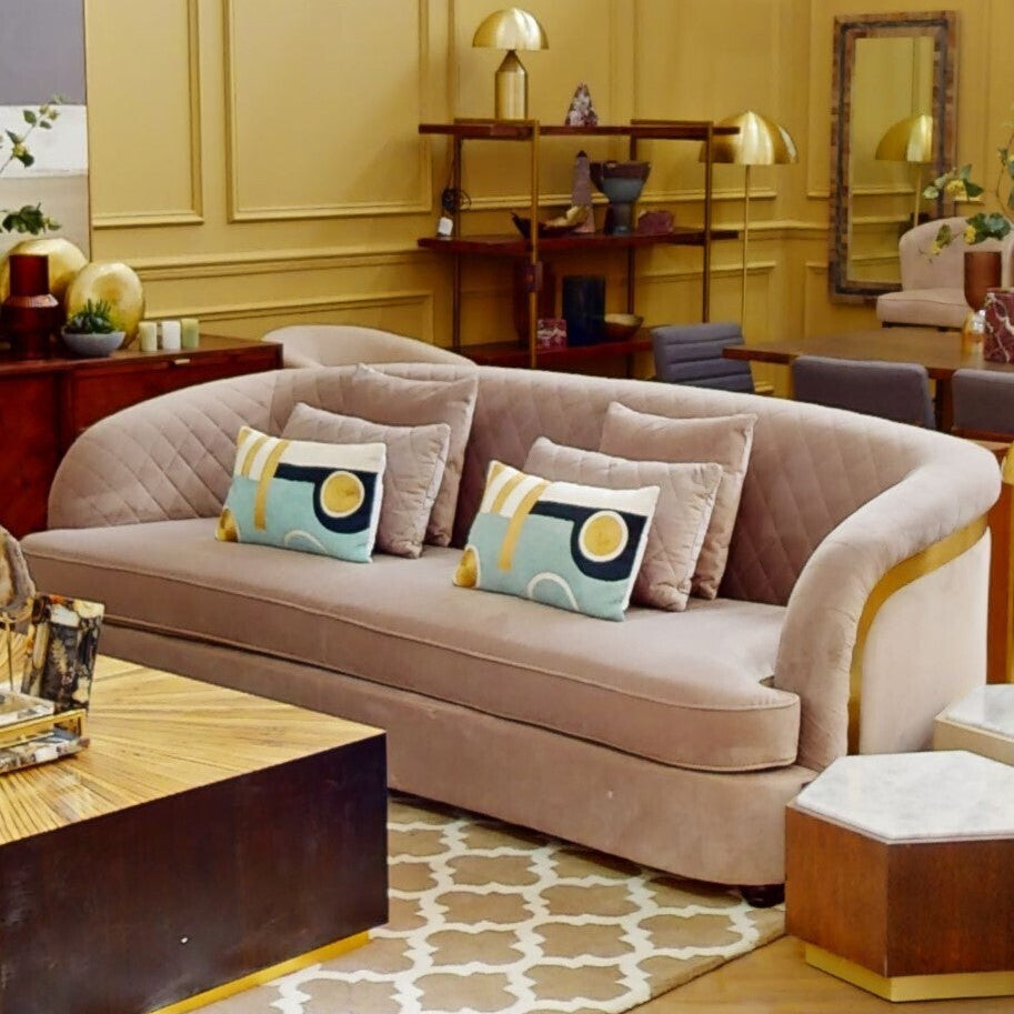 3 Seater Grey Cotton Velvet Sofa | Fiji