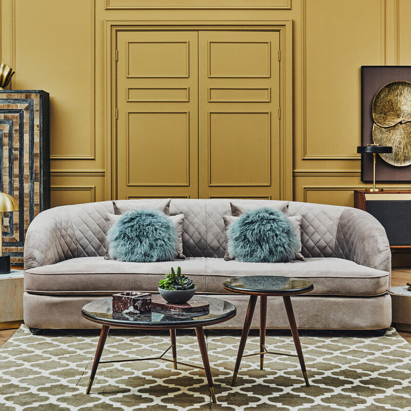 3 Seater Grey Cotton Velvet Sofa | Fiji