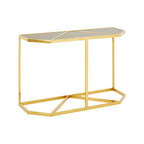 Black Tempered Glass Top Console Table with Gold Finish Stainless Steel Frame | Horizon