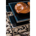 Black Tempered Glass Top and Silver Stainless Steel Frame Coffee Table with 4 Nesting Stools | Horizon