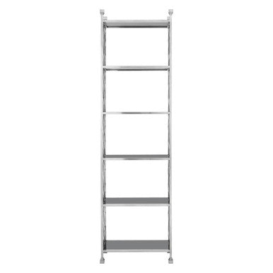 Silver and Black Glass 6 Tier Shelving Unit | Horizon