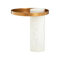 Marble Base Side Table with Hammered Brass Top | Sika
