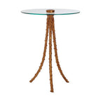 Gold Large Round Side Table with Glass Top | Sika