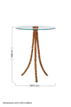 Gold Large Round Side Table with Glass Top | Sika